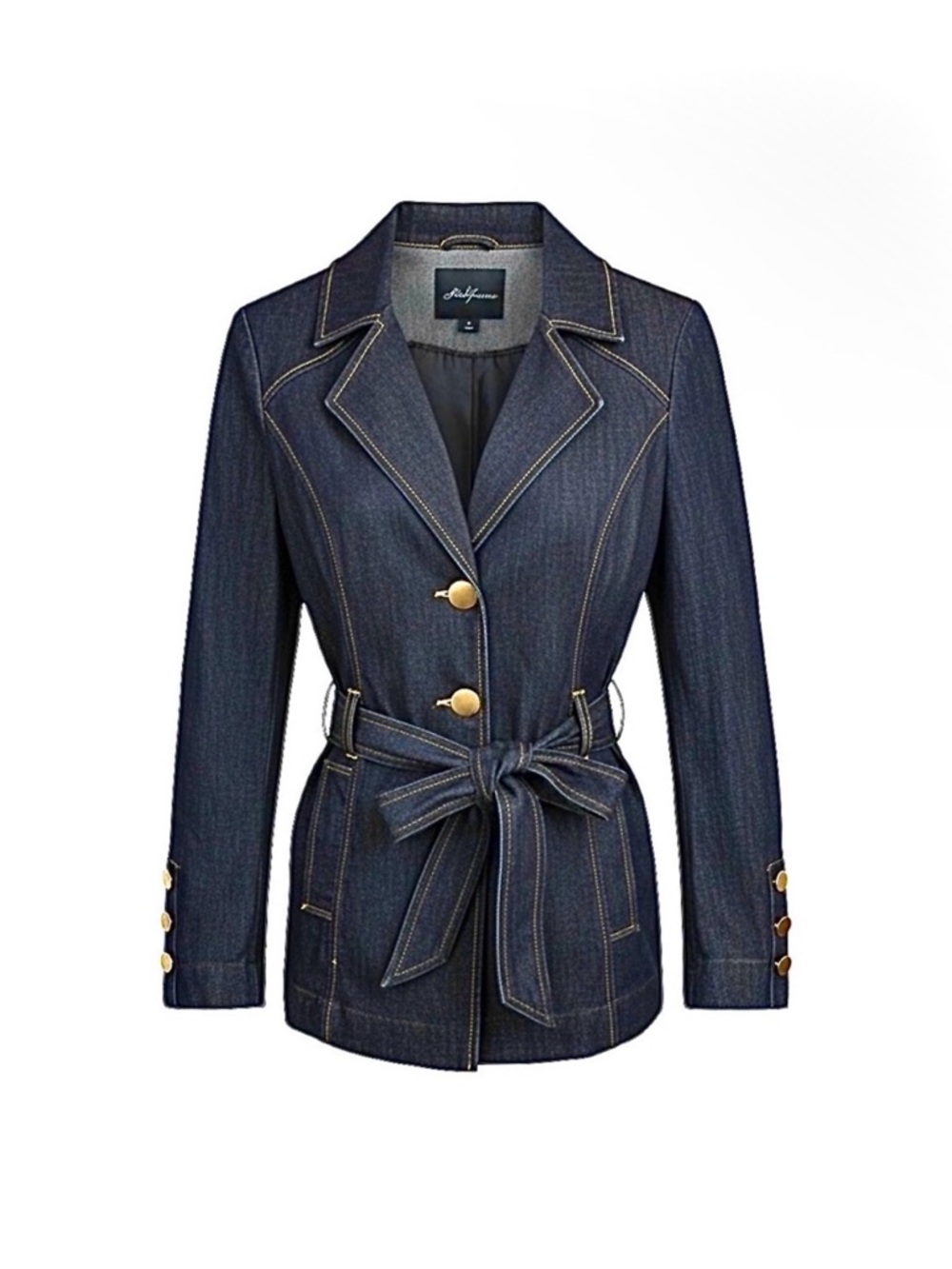 Bisou Bisou Denim Midi Length Stretch Jacket